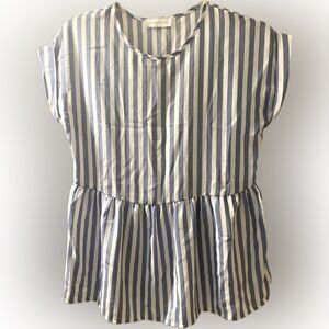 Boutique Striped Blue and White Sleeveless Top